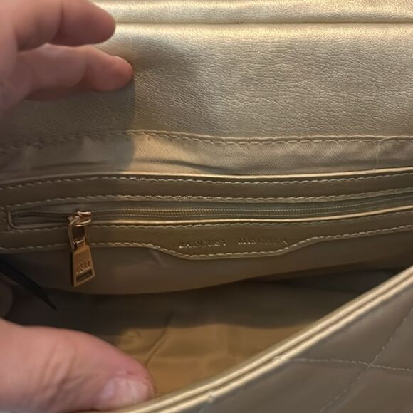 NWT- Badgley Mishka vegan leather big diamond quilting w/studs, metallic gold - Picture 6 of 6